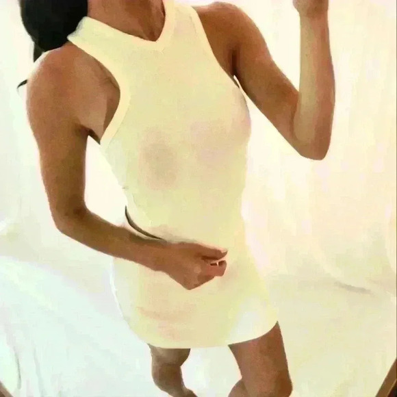 FREE PEOPLE off white tank top Halter knit Rib summer running yoga we the free - Picture 1 of 8